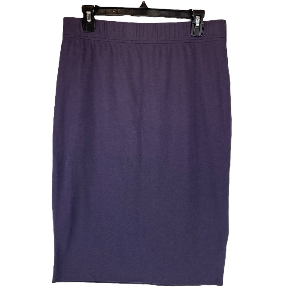 Peruvian Connection 100% Pima Cotton Jersey Midi Skirt Soft Stretch Purple Sz L
